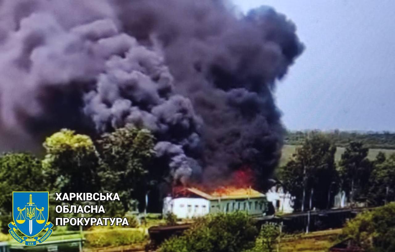 Russian shelling destroys train station in Kharkiv Oblast