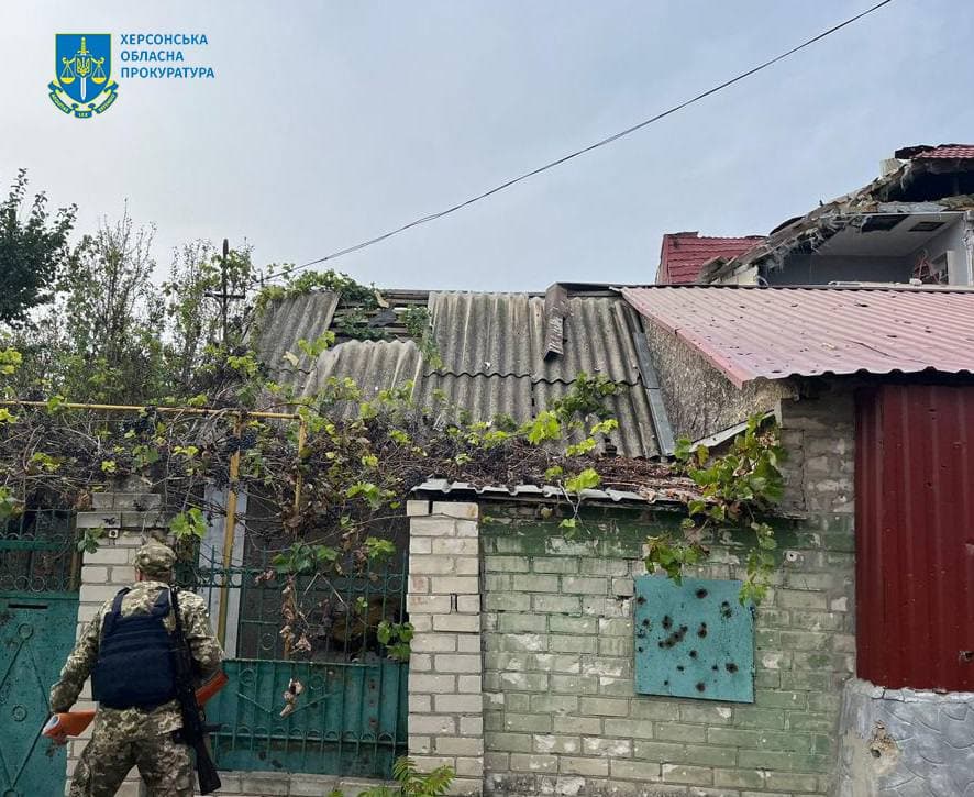 The aftermath of a Russian strike against a village on Kherson's outskirts on Oct. 13, 2023.