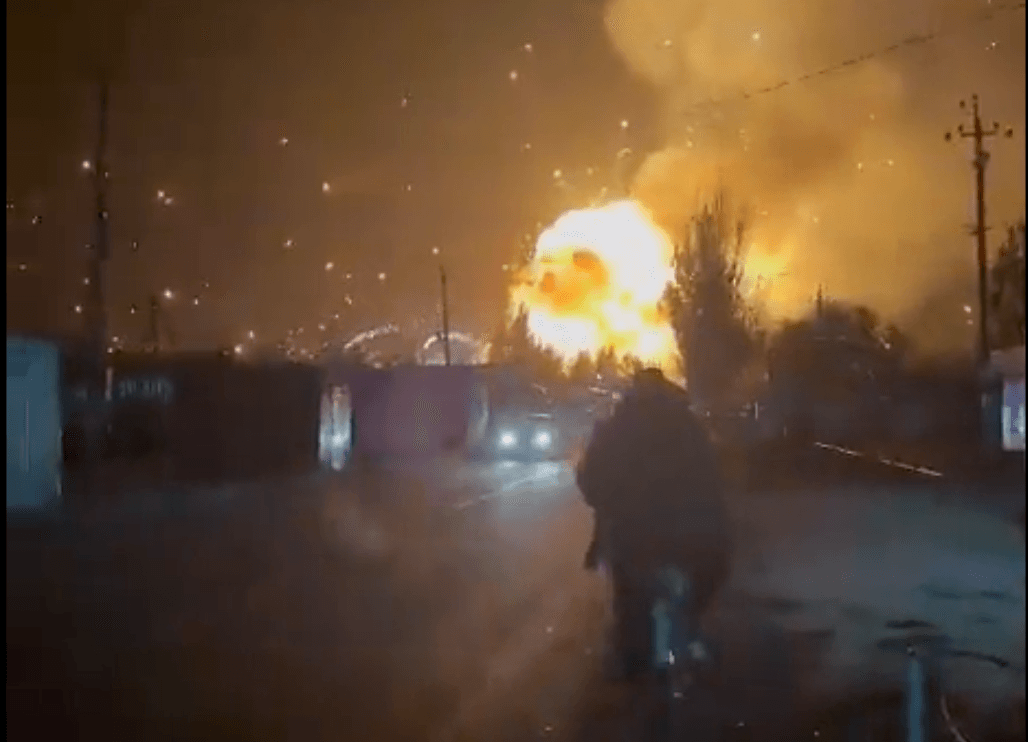 Official: Russian ammunition depot on fire deep in occupied Donetsk Oblast