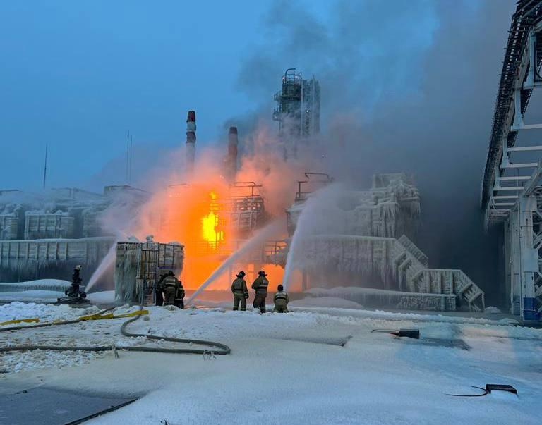 Russian governor: Russian natural gas seaport terminal catches fire