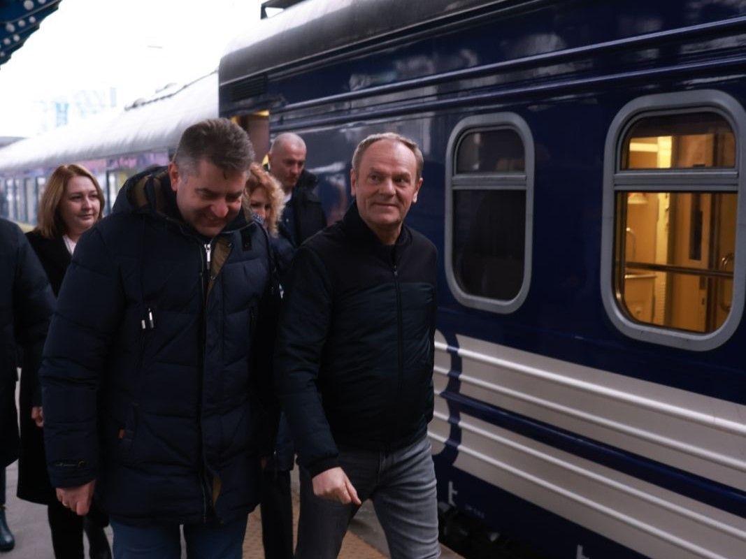 Polish PM Donald Tusk arrives in Kyiv