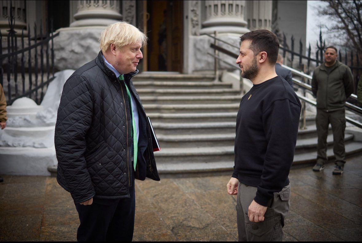 Former UK Prime Minister Boris Johnson arrives in Kyiv