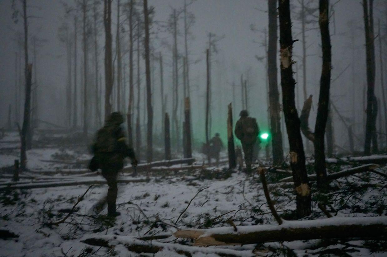 Ukrainian soldiers on Jan. 27, 2024, near Kupiansk, Ukraine.