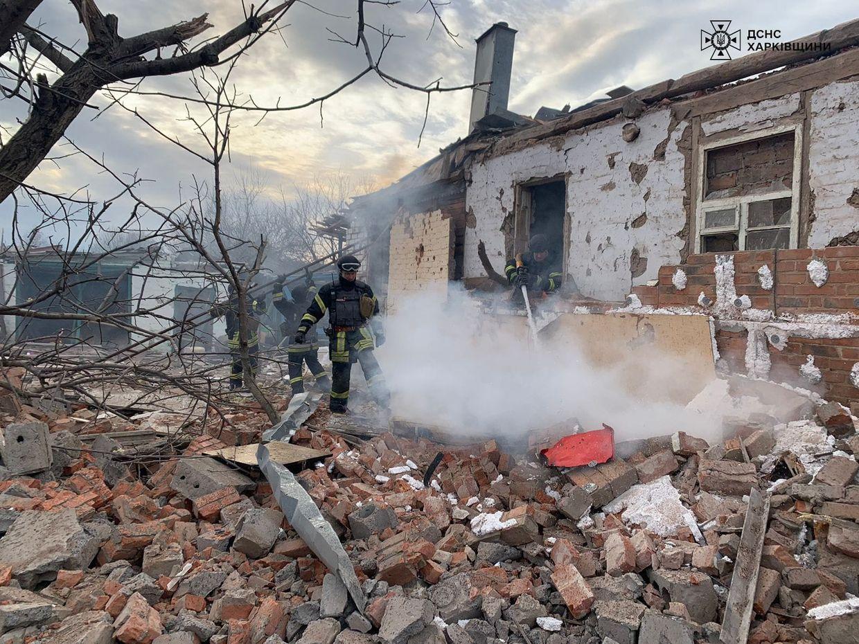The aftermath of a Russian airstrike against Vovchansk, Kharkiv Oblast, on March 13, 2024.