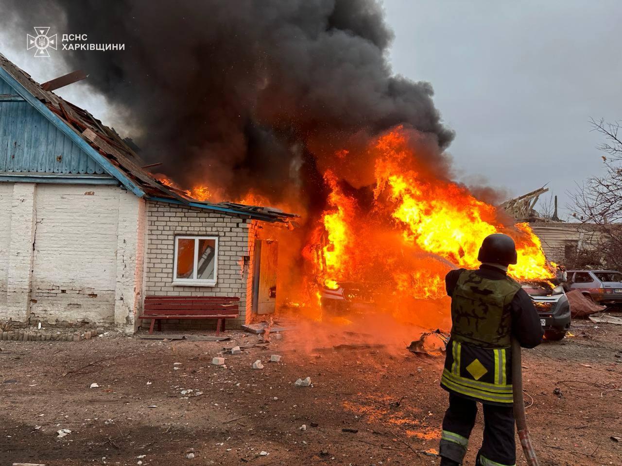 Russian missile attack sets fire to medical facility in Kharkiv Oblast
