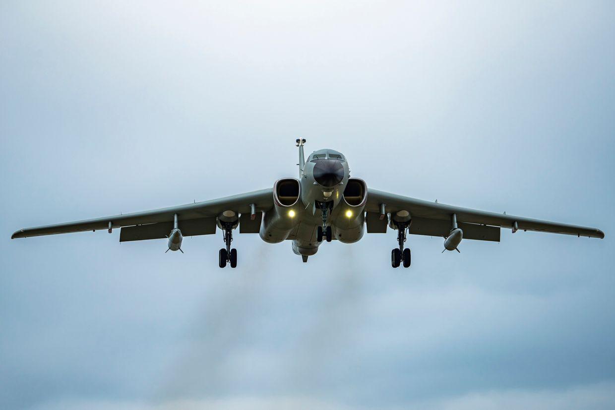 A H-6K bomber arrives at Zhuhai Air Show Center.