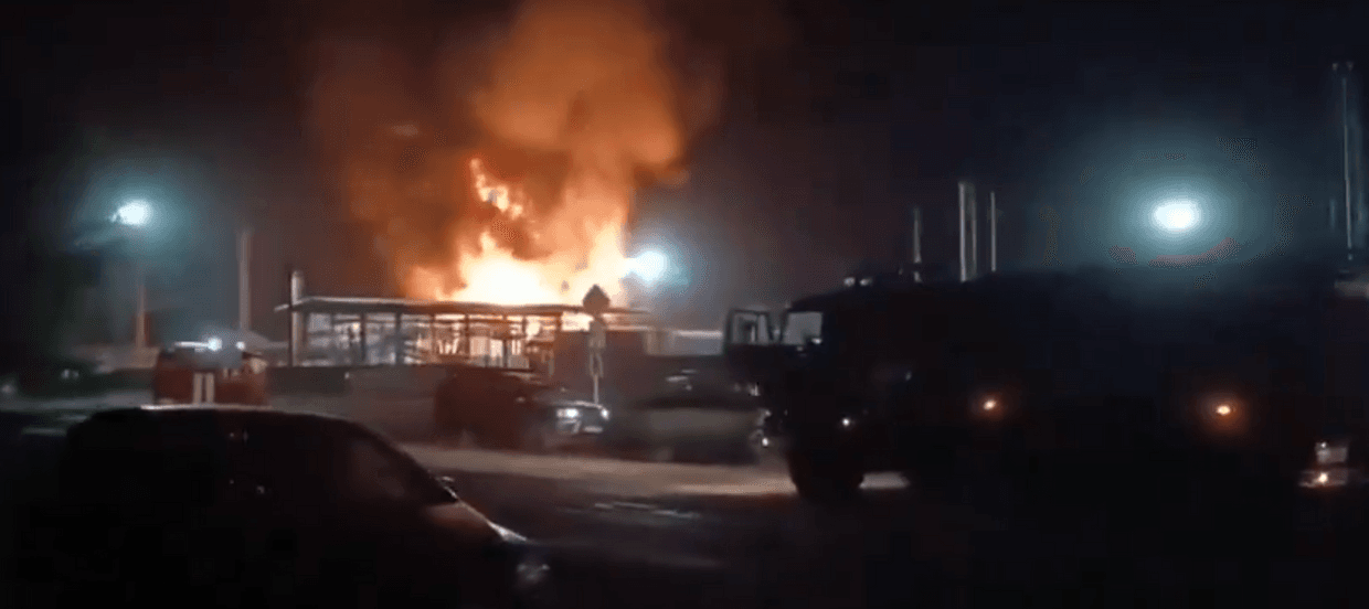 Russian milblogger video captures alleged Ukrainian drone strike on oil depot