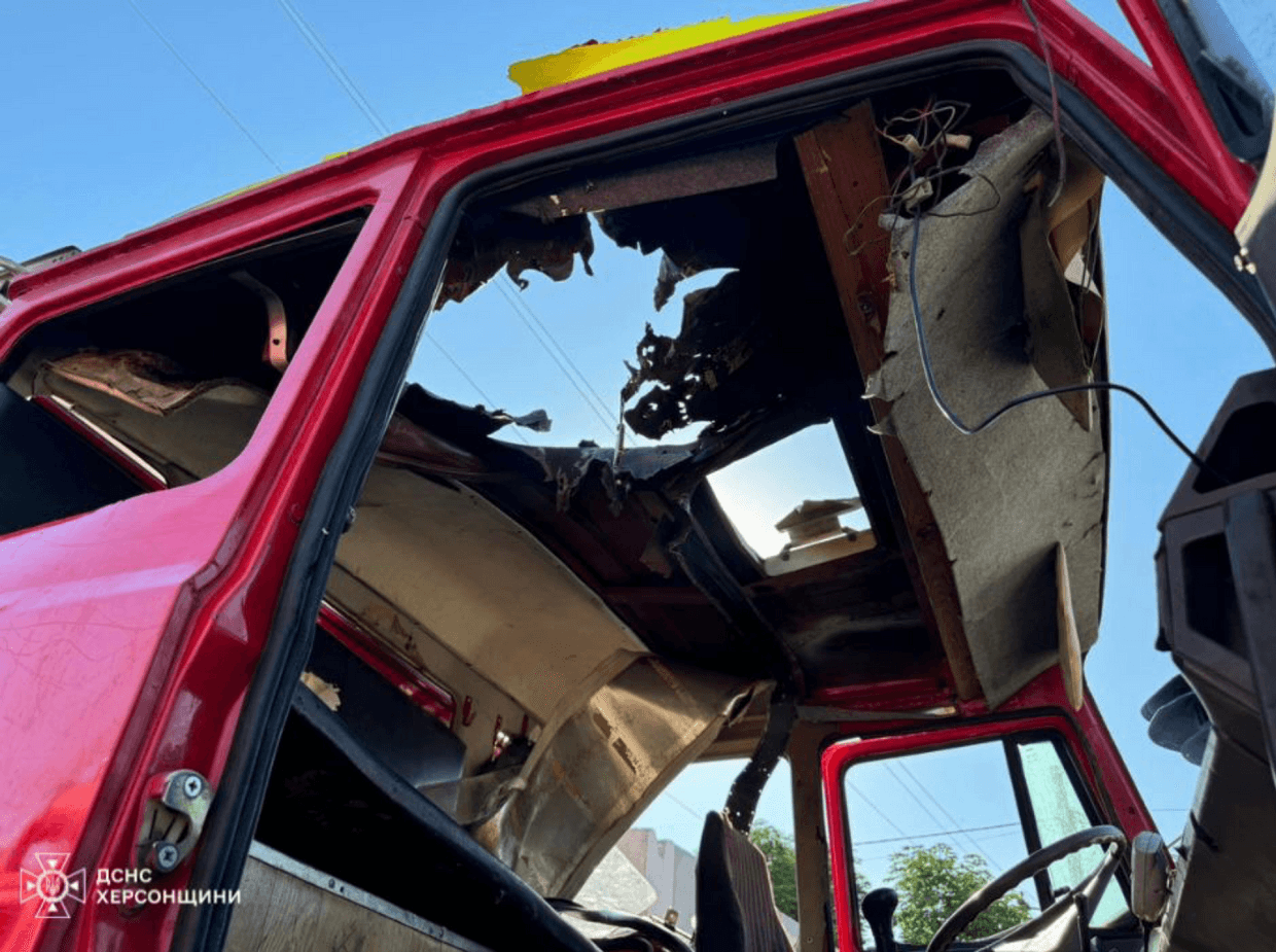 Russian drone drops bomb on Ukrainian fire truck, crew survive