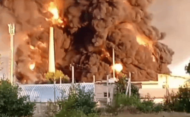 Drone attacks caused fire at substations, oil depot in 2 Russian regions, governors claim