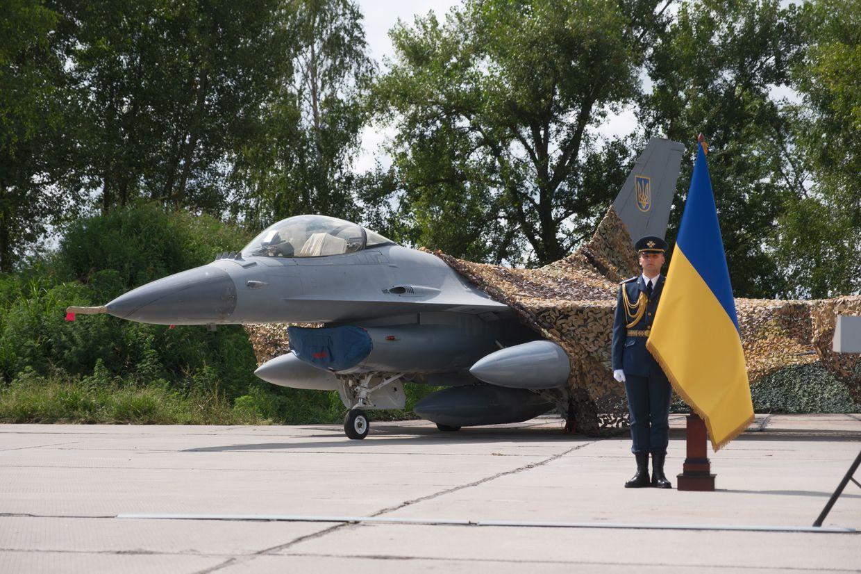 F-16 fighter jet received by Ukraine in an unspecified location, Ukraine, on Aug. 4, 2024.