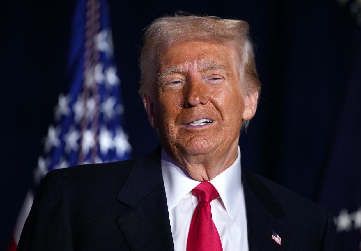 U.S. President Donald Trump speaks at the Washington Hilton in Washington, D.C., on Feb. 6, 2025.