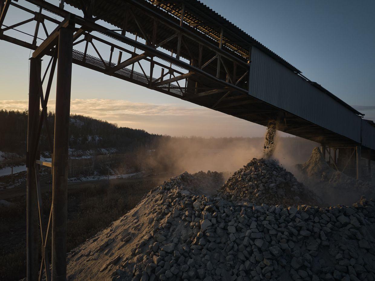 A general view of granite being mined on Feb. 26, 2025, in Zhytomyr Oblast, Ukraine. 