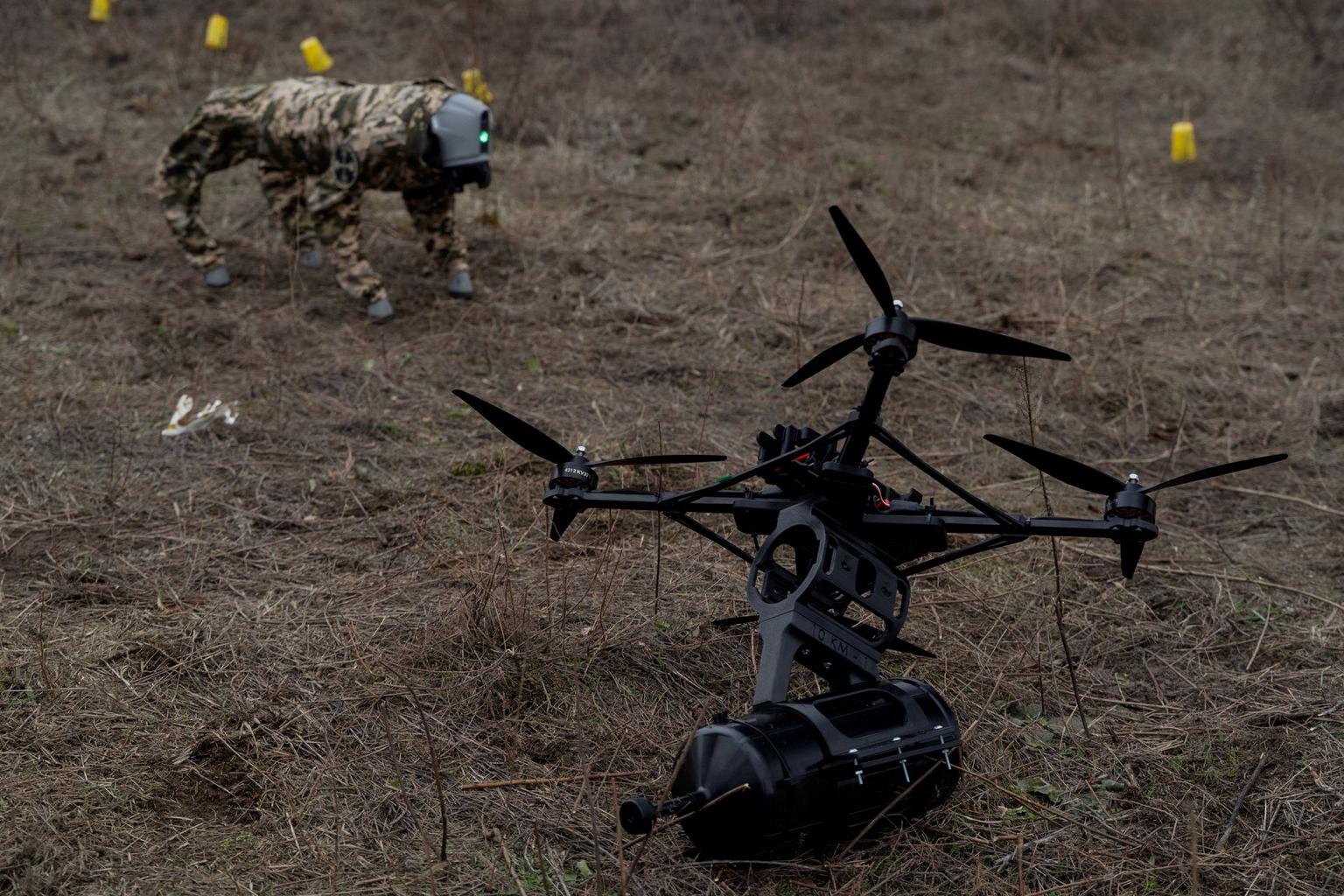 drones using fibre optics to fly at an undisclosed location in Kyiv Oblast, Ukraine, on Jan. 29, 2025