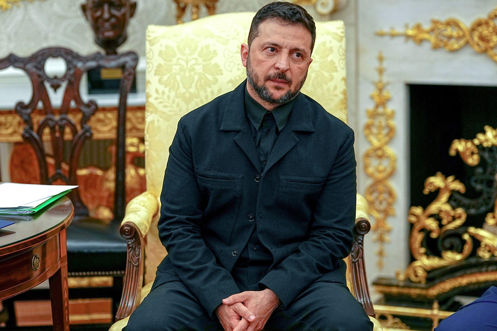 Zelensky attends a meeting with Trump the Oval Office of the White House in Washington, D.C., U.S. on Aug. 18, 2025. 