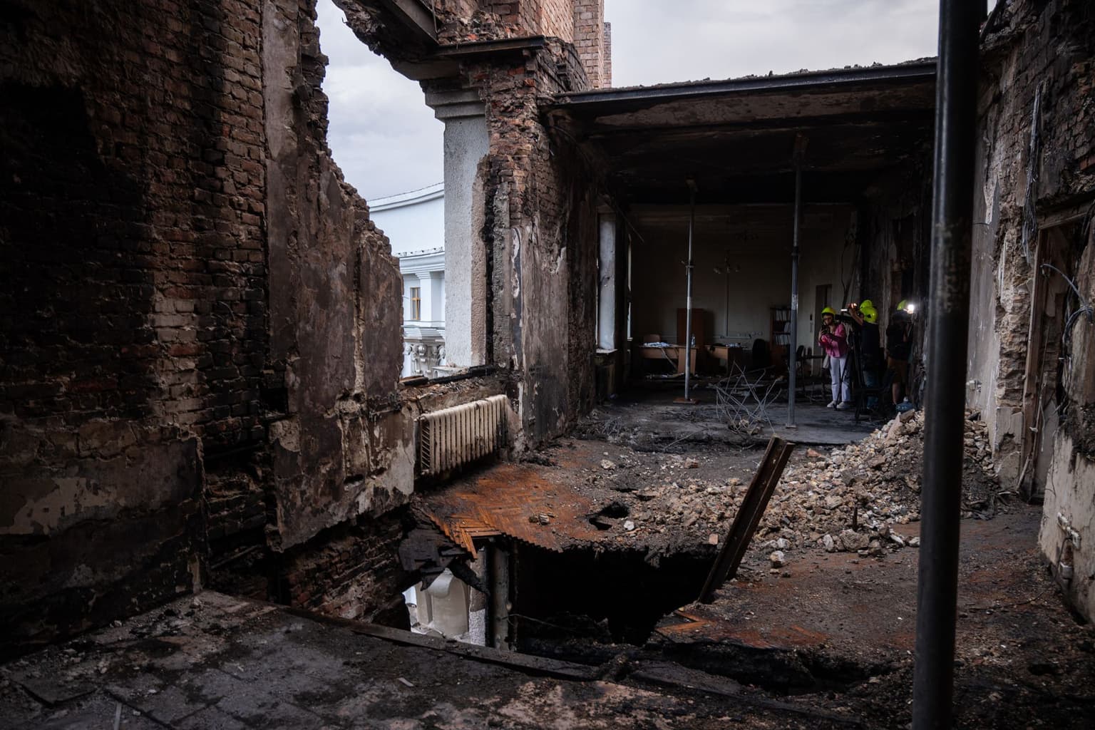 Charred walls, splintered floors: Inside Ukraine’s government headquarters after a devastating Russian attack