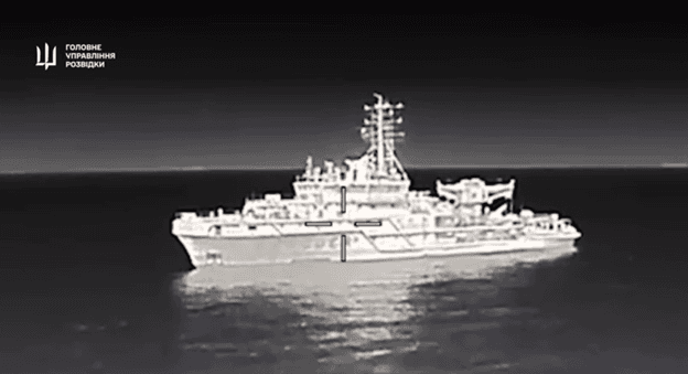 Ukrainian drone disables rare Russian vessel patrolling Black Sea, intelligence says, shows footage