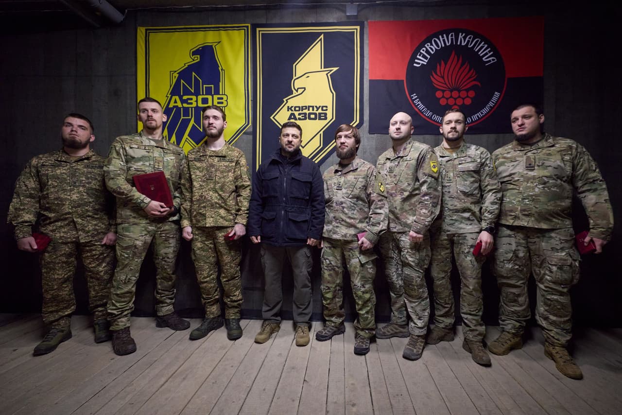 Zelensky visits Azov National Guard troops fighting in the Pokrovsk sector