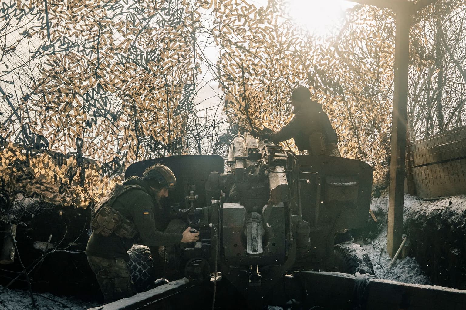 artillery units fire toward Russian positions in the Pokrovsk district of Donetsk Oblast, Ukraine, on Jan. 1, 2026.