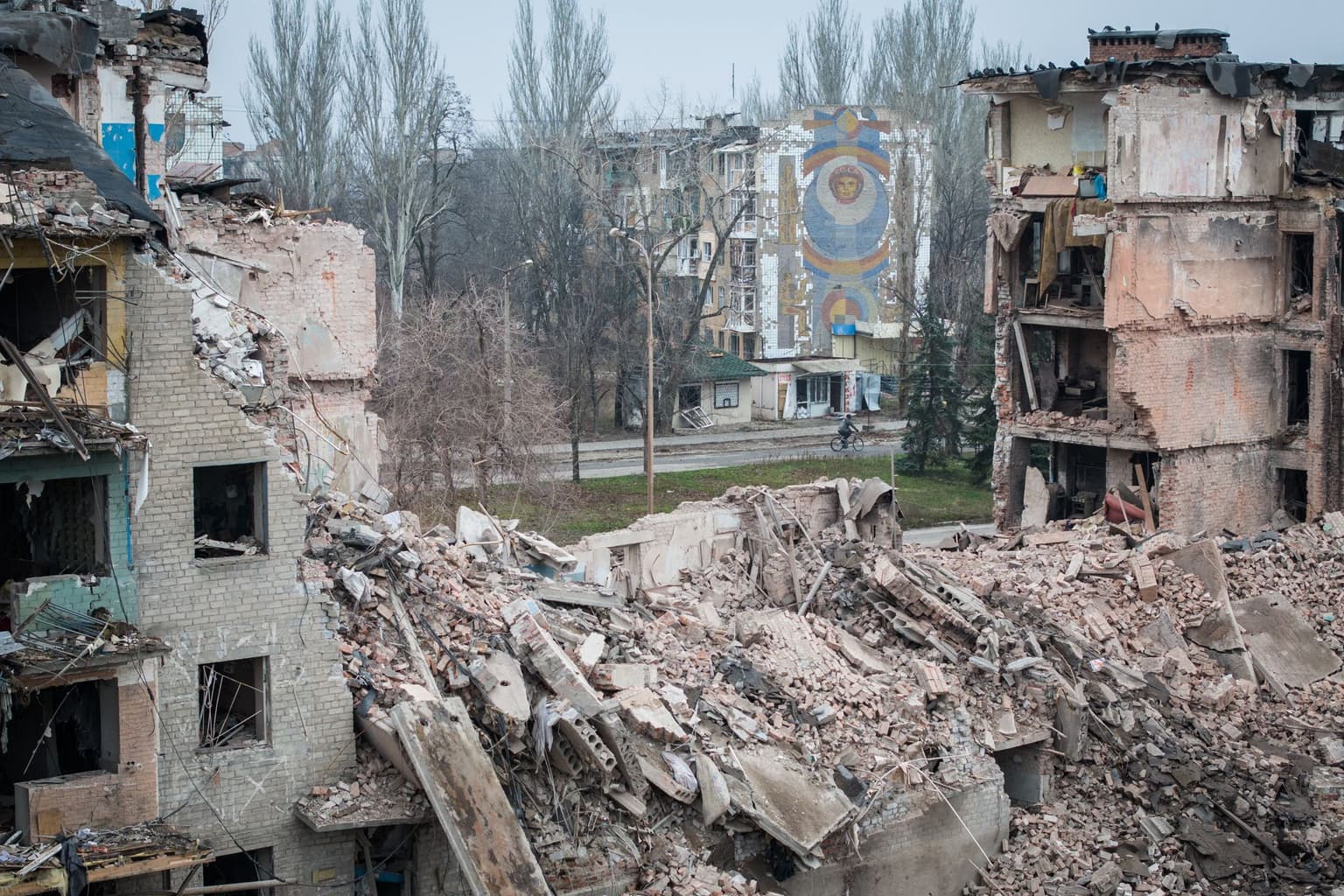 Mosaics in Kostiantynivka, Donetsk Oblast, Ukraine, on Dec. 4, 2025.