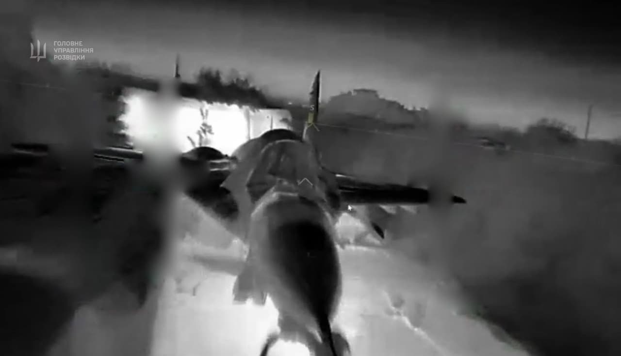 Ukraine releases footage of drone destroying Russian fighter jet in occupied Crimea