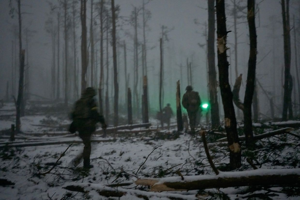 Ukrainian soldiers on Jan. 27, 2024, near Kupiansk, Ukraine.