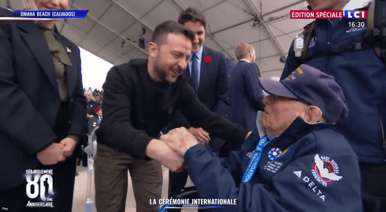 Zelensky meets D-Day veteran, both insist the other is the real hero