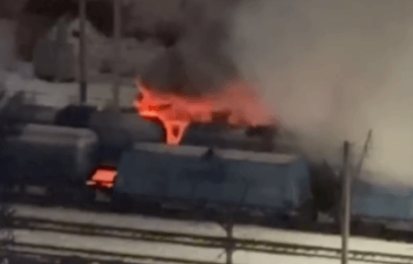 Partisans allegedly set ablaze two trains near Moscow destined for occupied Ukrainian territories
