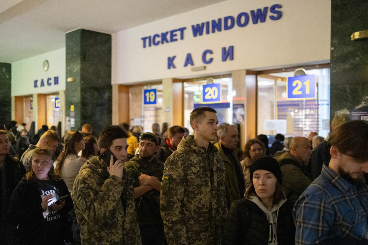 Lines at ticket windows at the railway station in Kyiv, Ukraine on March 26, 2025 