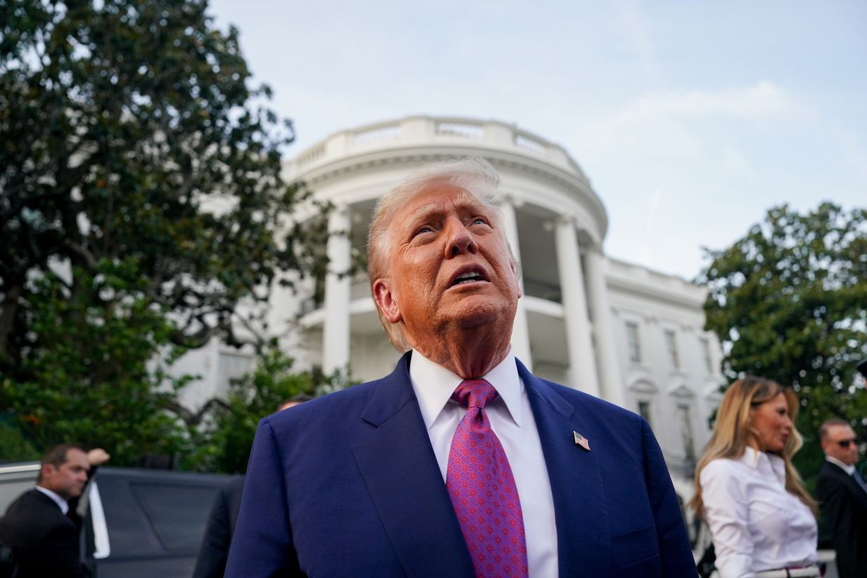  Donald Trump attends the Congressional picnic on the South Lawn of the White House in Washington, DC, U.S. on June 12, 2025.