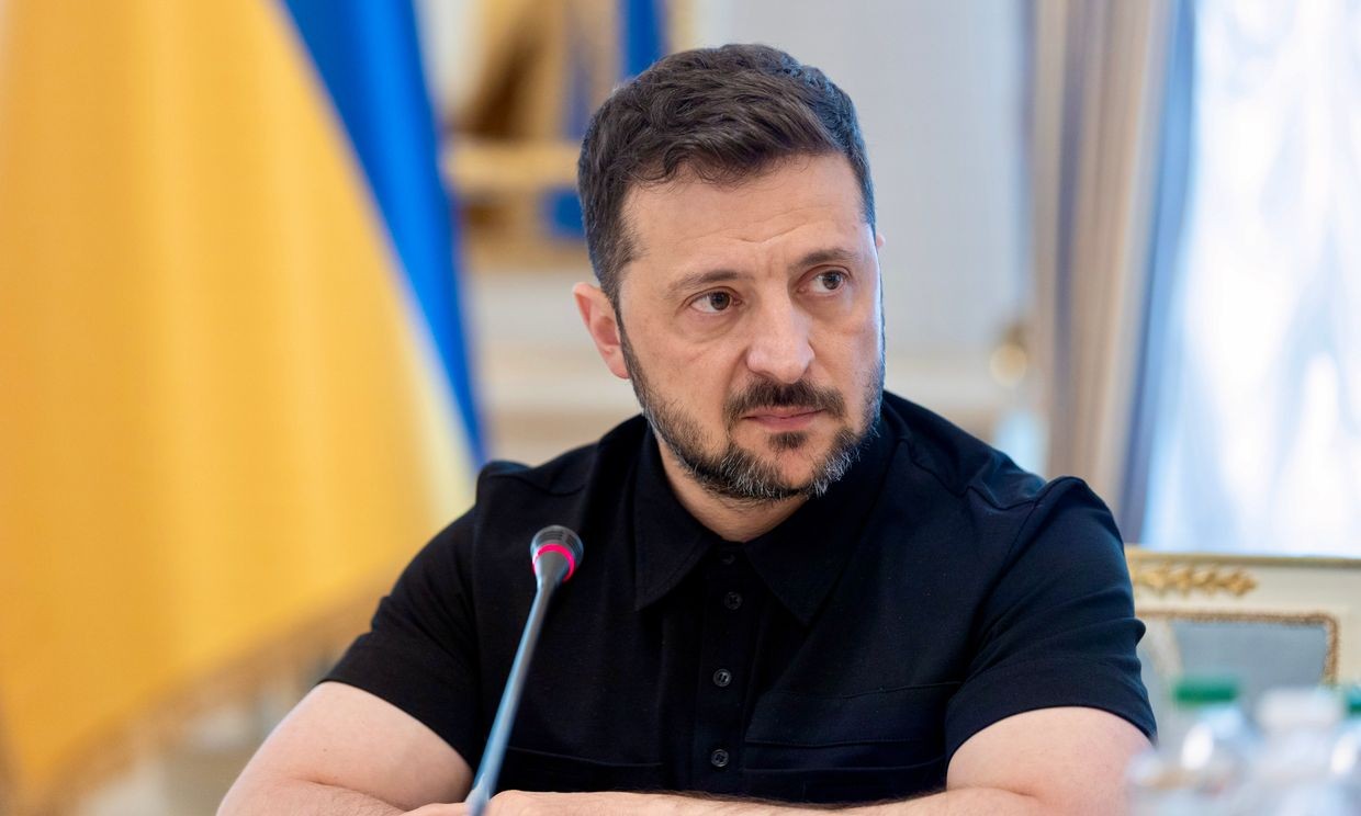 President Volodymyr Zelensky addresses the media during a press briefing in Kyiv on June 20, 2025. (Presidential Office)