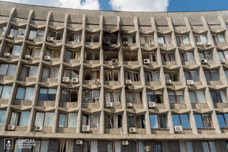 Russian drone strike damages Regional Military Administration building in Sumy