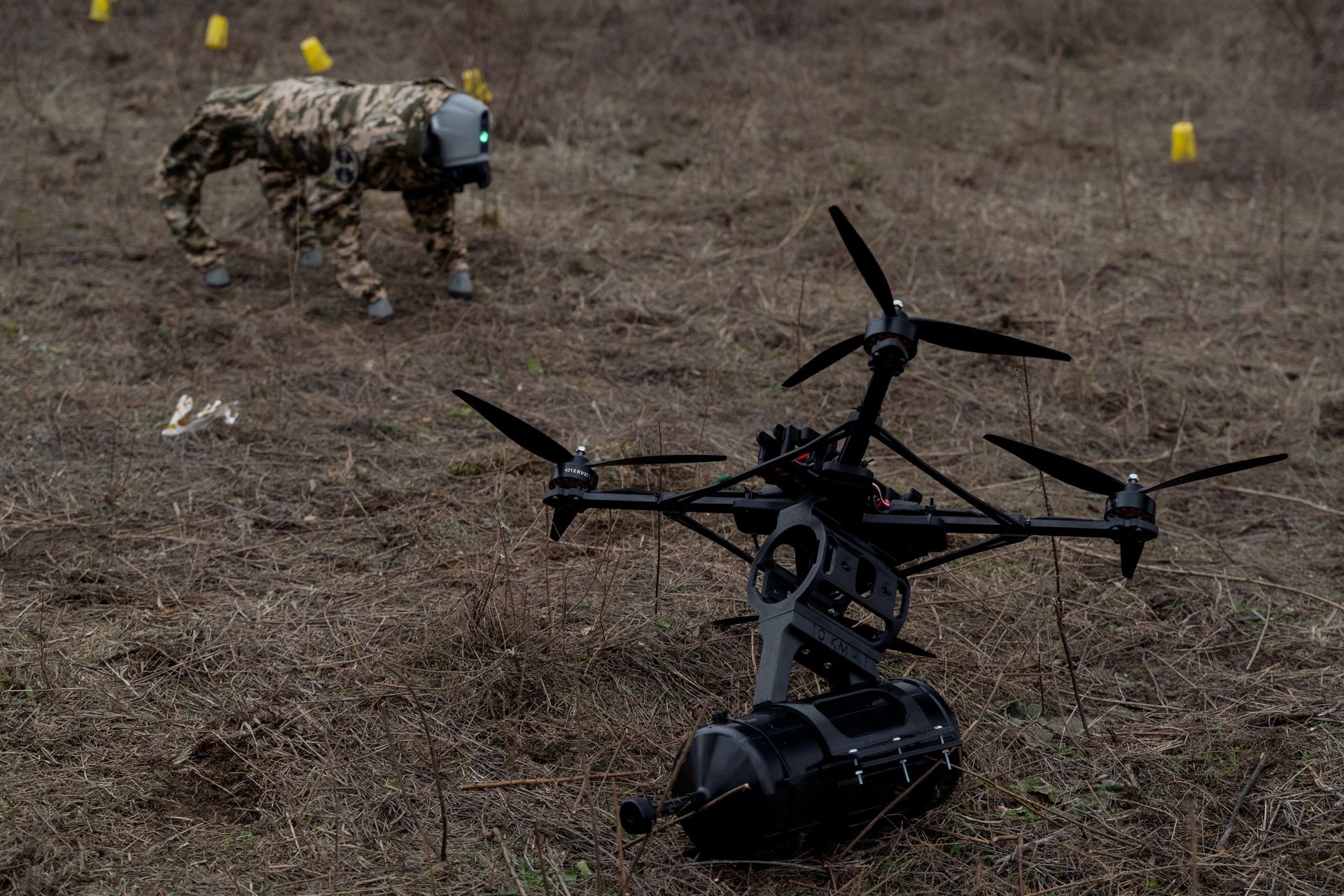 drones using fibre optics to fly at an undisclosed location in Kyiv Oblast, Ukraine, on Jan. 29, 2025