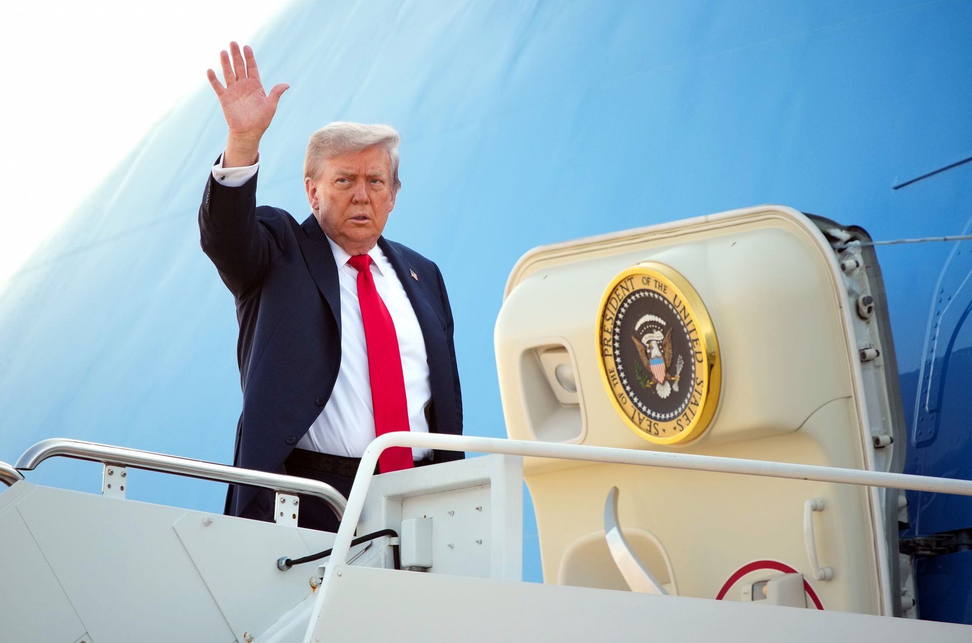 Trump departs for high-stakes Putin summit in Alaska