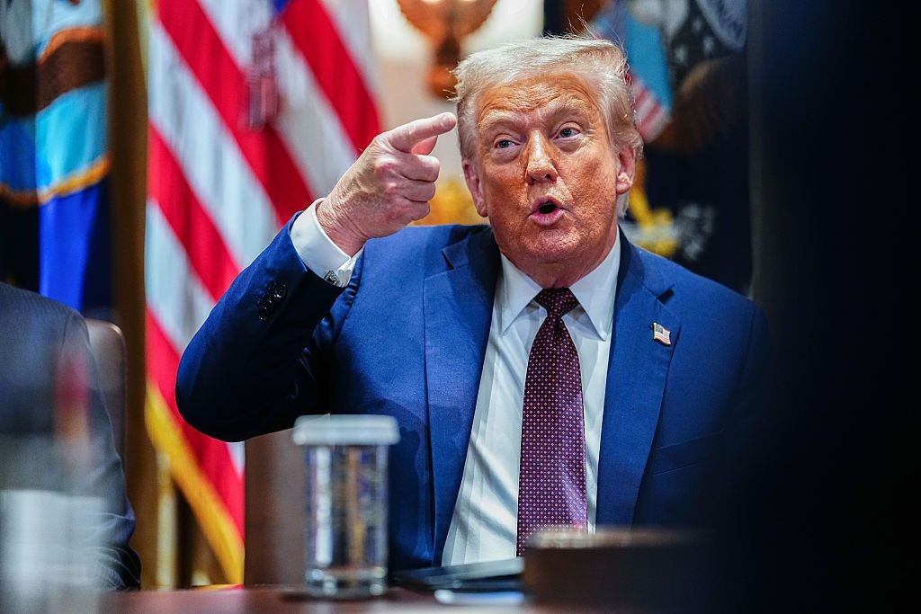 US President Donald Trump during a cabinet meeting at the White House in Washington, D.C., U.S., on Aug. 26, 2025. (Aaron Schwartz/CNP/Bloomberg via Getty Images)