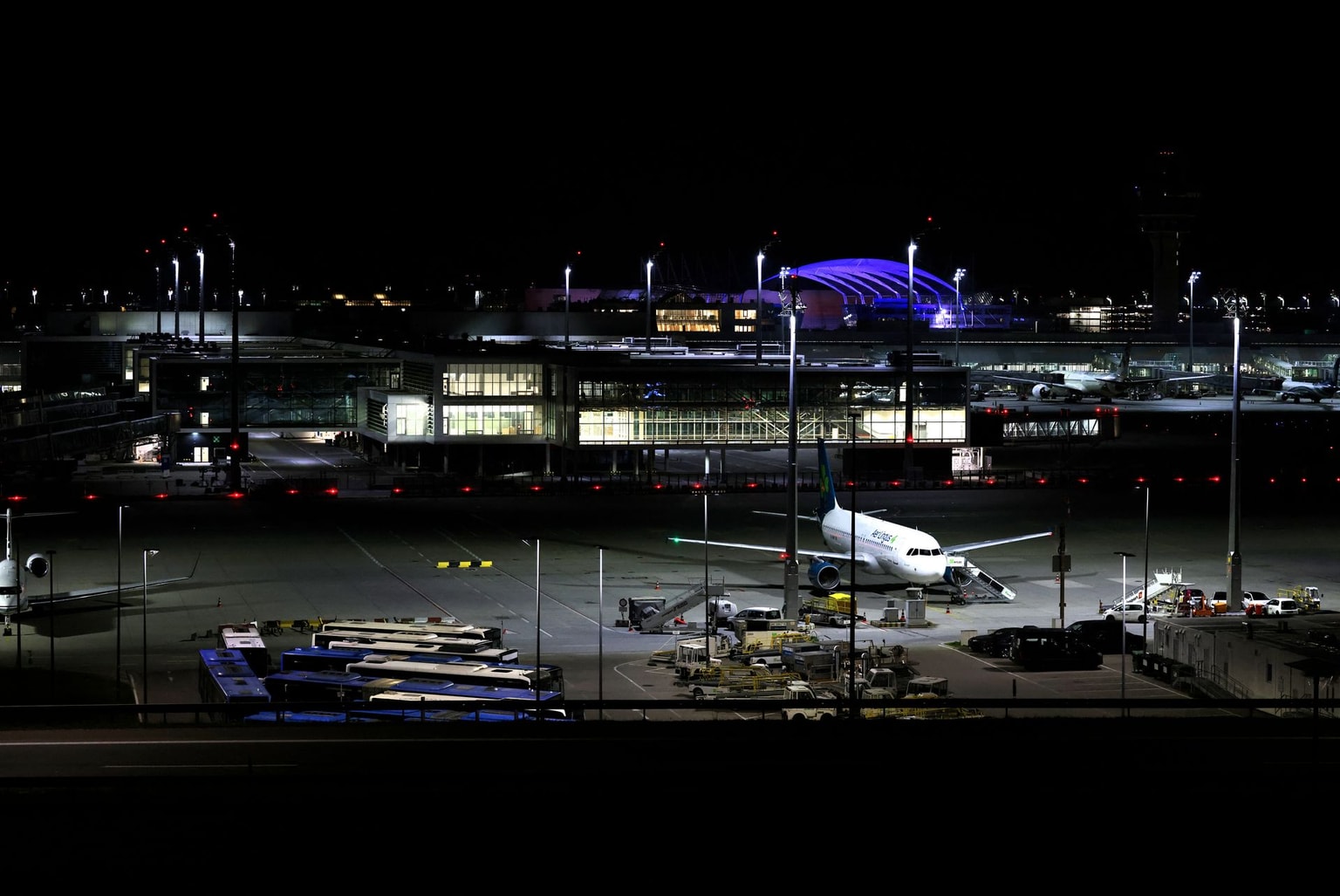 Munich International Airport on early Oct. 4, 2025, after reports of drone sightings again forced Munich airport to close (Michaela Stache/AFP via Getty Images)