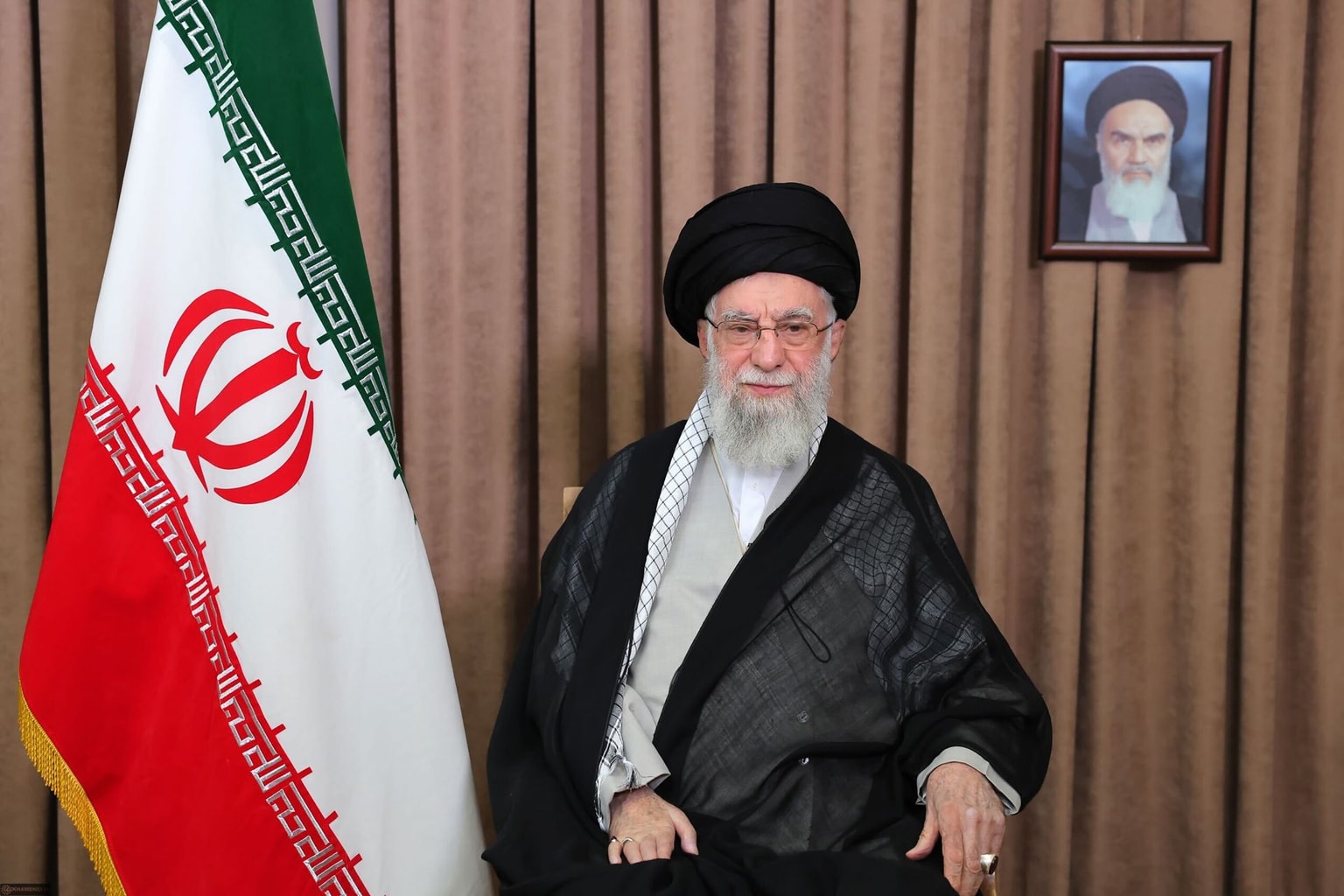 Iran’s Supreme Leader Ali Khamenei addresses the nation in a state television broadcast in Tehran, Iran, on June 18, 2025. 