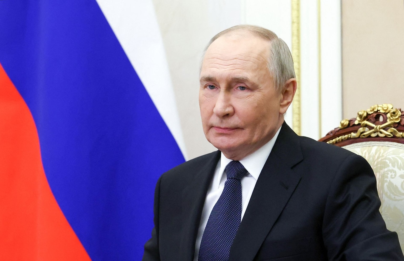 President Vladimir Putin at the Kremlin in Moscow, Russia, on March 28, 2025. 