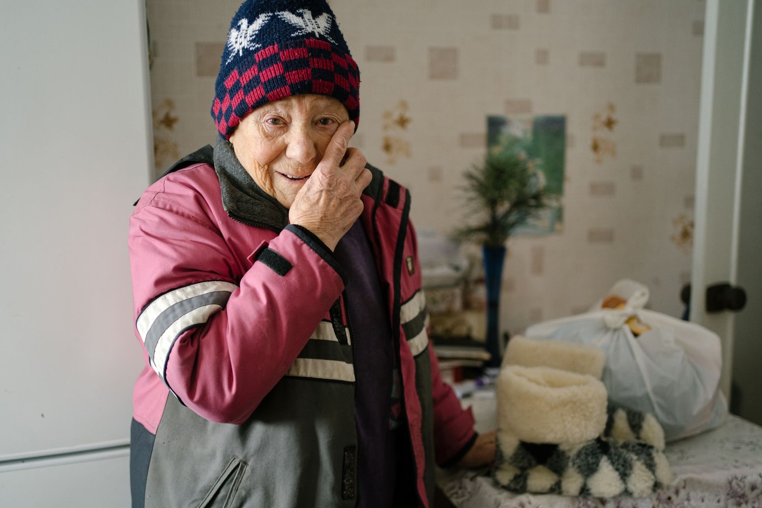 Antonina Rybalenko is seen in the apartment on the Left Bank of Kyiv, Ukraine, on Jan. 27, 2026.