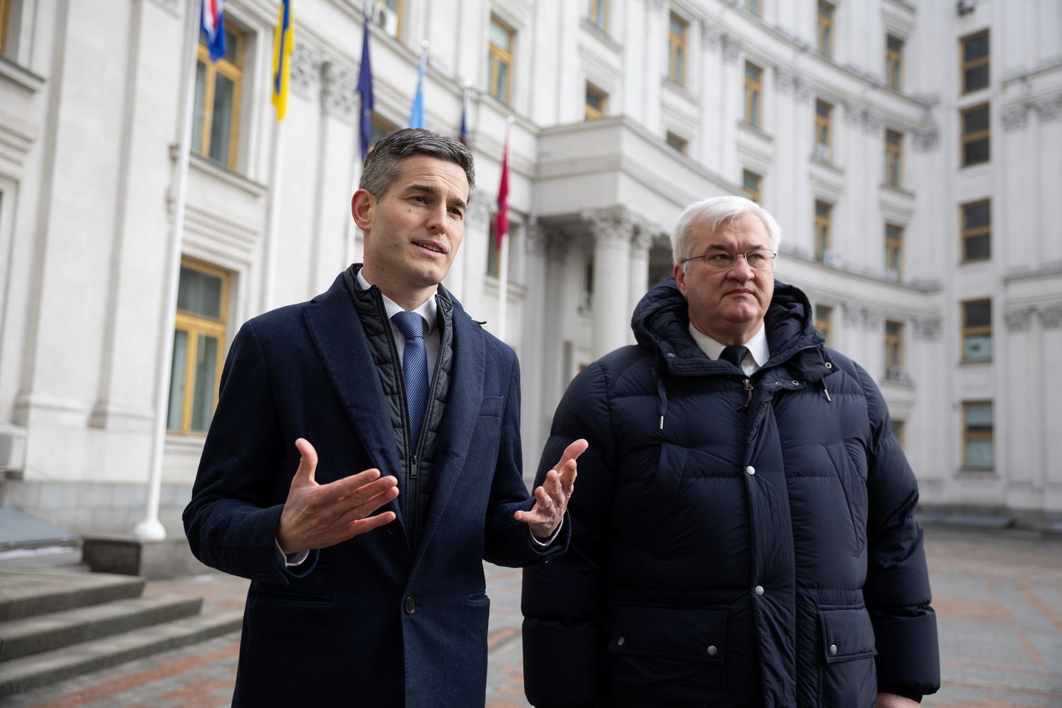 Minister of Foreign Affairs of the Netherlands Berendsen with Foreign Minister Sybiha in Kyiv, Ukraine on Feb. 28, 2026. 
