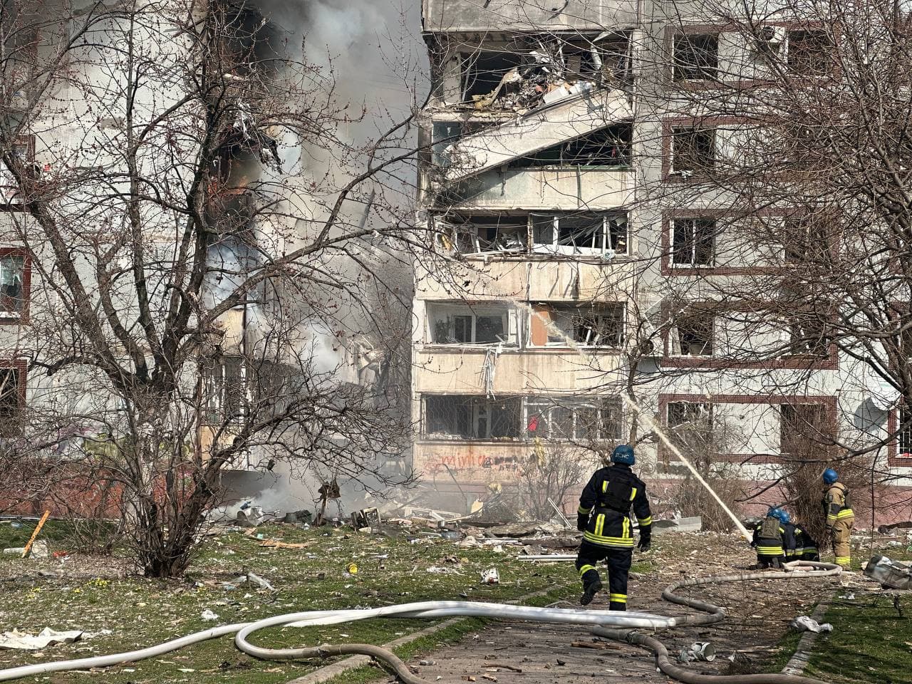 Russian missiles hit two residential buildings in Zaporizhzhia