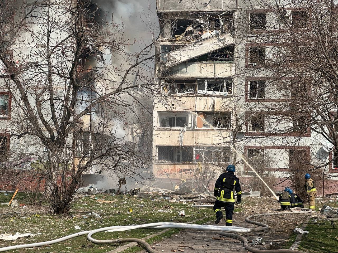 Russian missiles hit two residential buildings in Zaporizhzhia