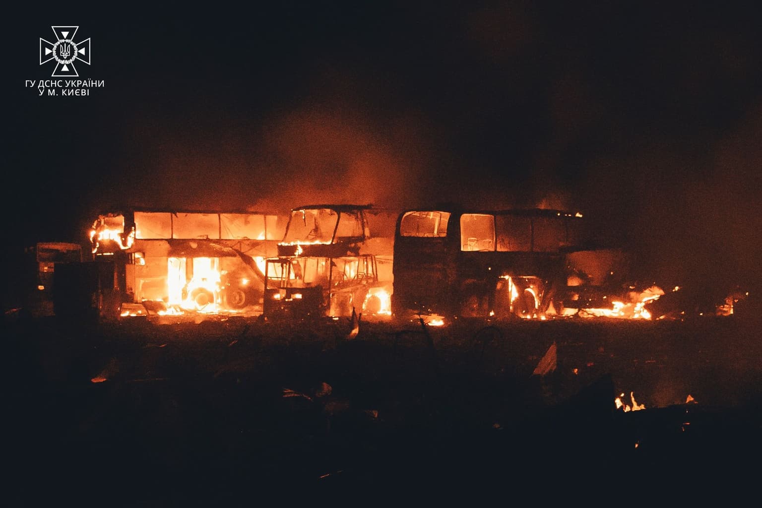 Debris from Russian missiles causes fires, infrastructure damage in Kyiv