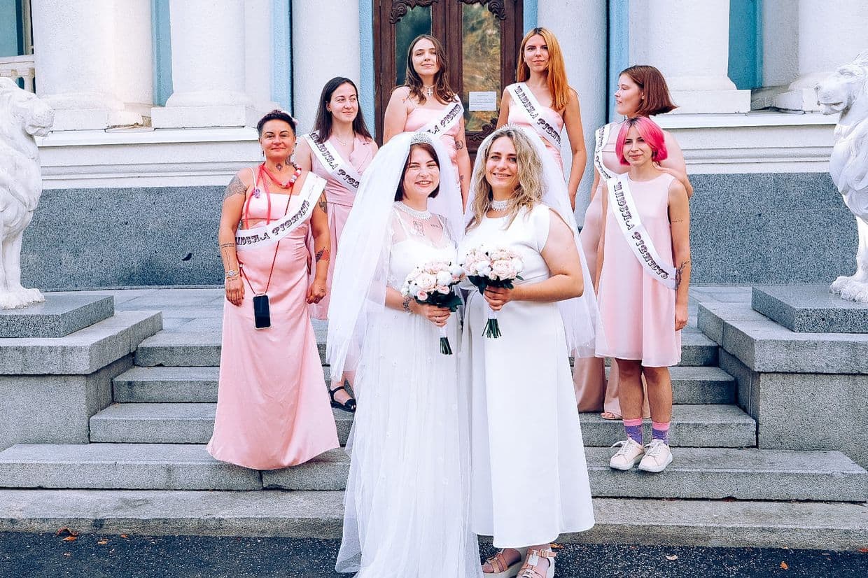 Women hold symbolic wedding to show lack of rights for same-sex couples