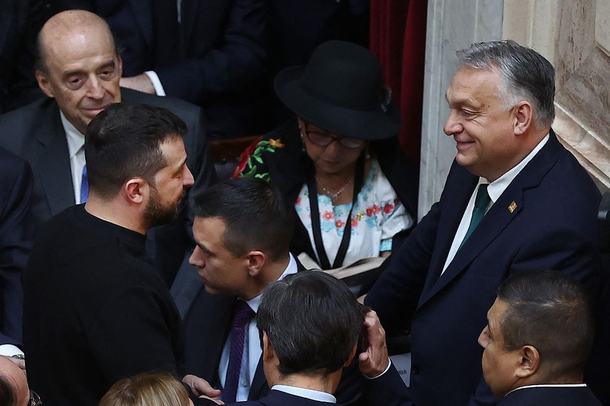 Ukraine's President Volodymyr Zelensky and Hungary's Prime Minister Viktor Orban.
