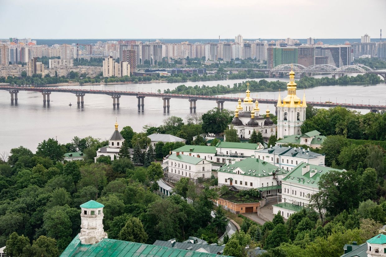 View from The Bell Tower of Kyiv-Pechersk Lavra in Kyiv, Ukraine on May 23, 2024.