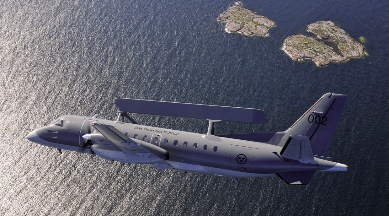 A Swedish ASC 890 radar reconnaissance and control aircraft in an undated photo.