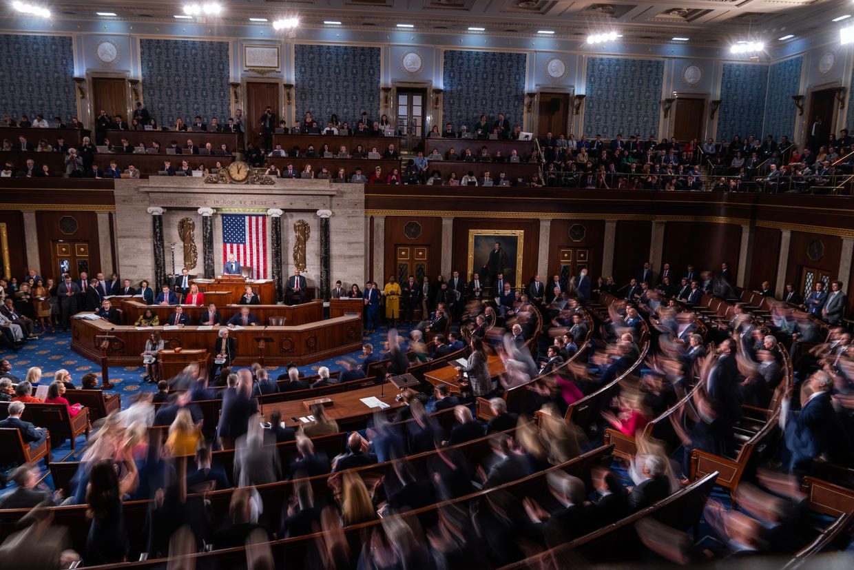 Republican members rise in the House chamber of the U.S. Capitol