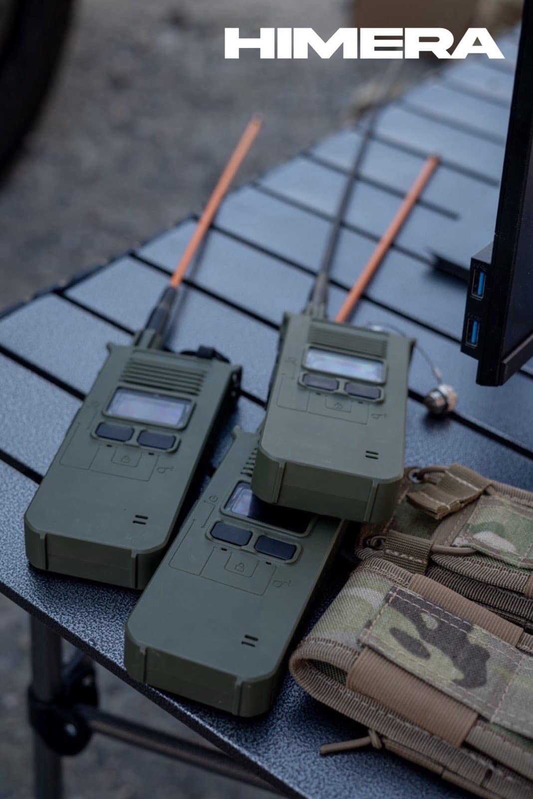 A Himera walkie-talkie is a secure communication device designed to withstand modern electronic warfare.