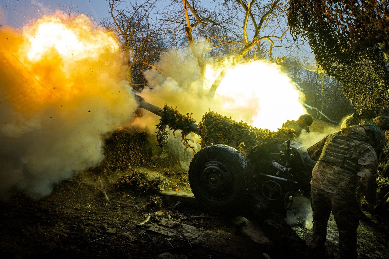 Ukrainian servicemen of Khartya brigade operate a D-30 howitzer in Kharkiv Oblast, Ukraine, on Jan. 10, 2025.