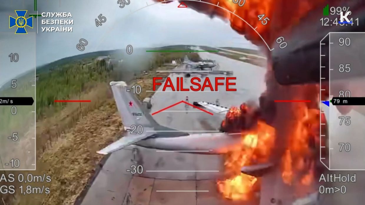 New footage from Ukraine’s Operation Spiderweb hitting Russian bombers